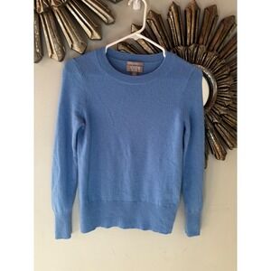J Crew 100%‎ Cashmere Crewneck Sweater Light Blue Womens XS Soft